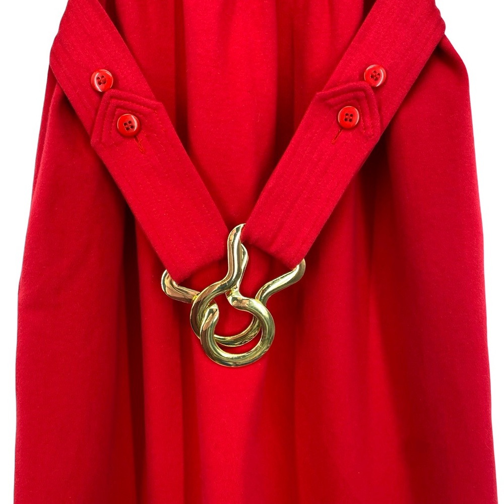 Elizabeth McKay The Pleated Red Belted Knit Dress - Picture 5 of 9